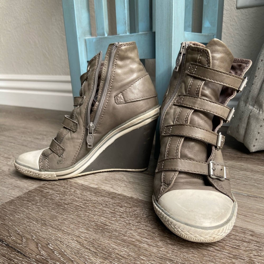 Ash Leather Sneaker Boot Wedges